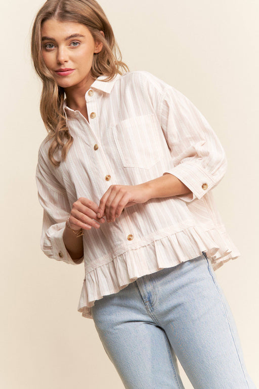 Light Pink Stripe Button Up Top