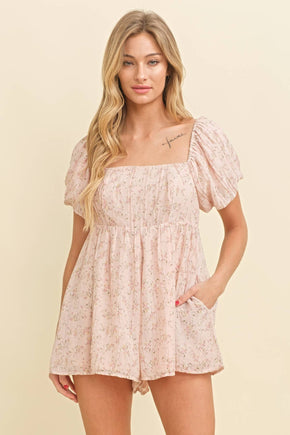 Pink Floral Smocked Romper