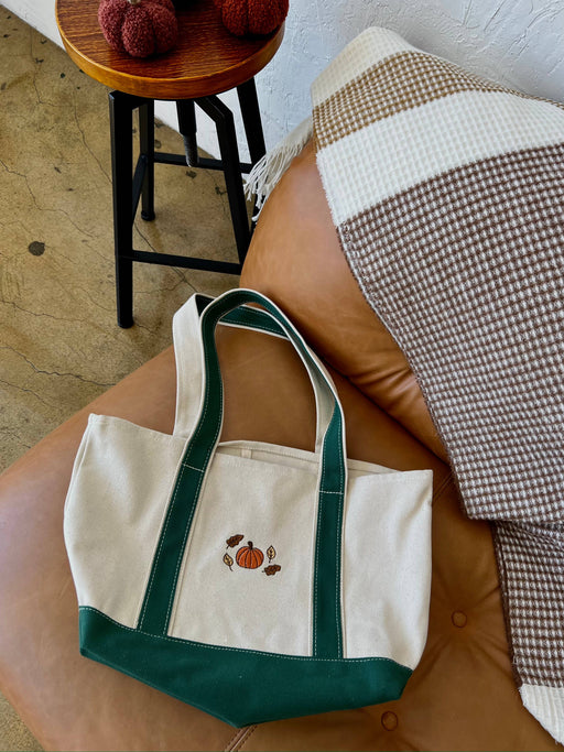 Fall Embroidery Canvas Tote Bag