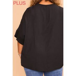 Plus Black Dolman Sleeve Top