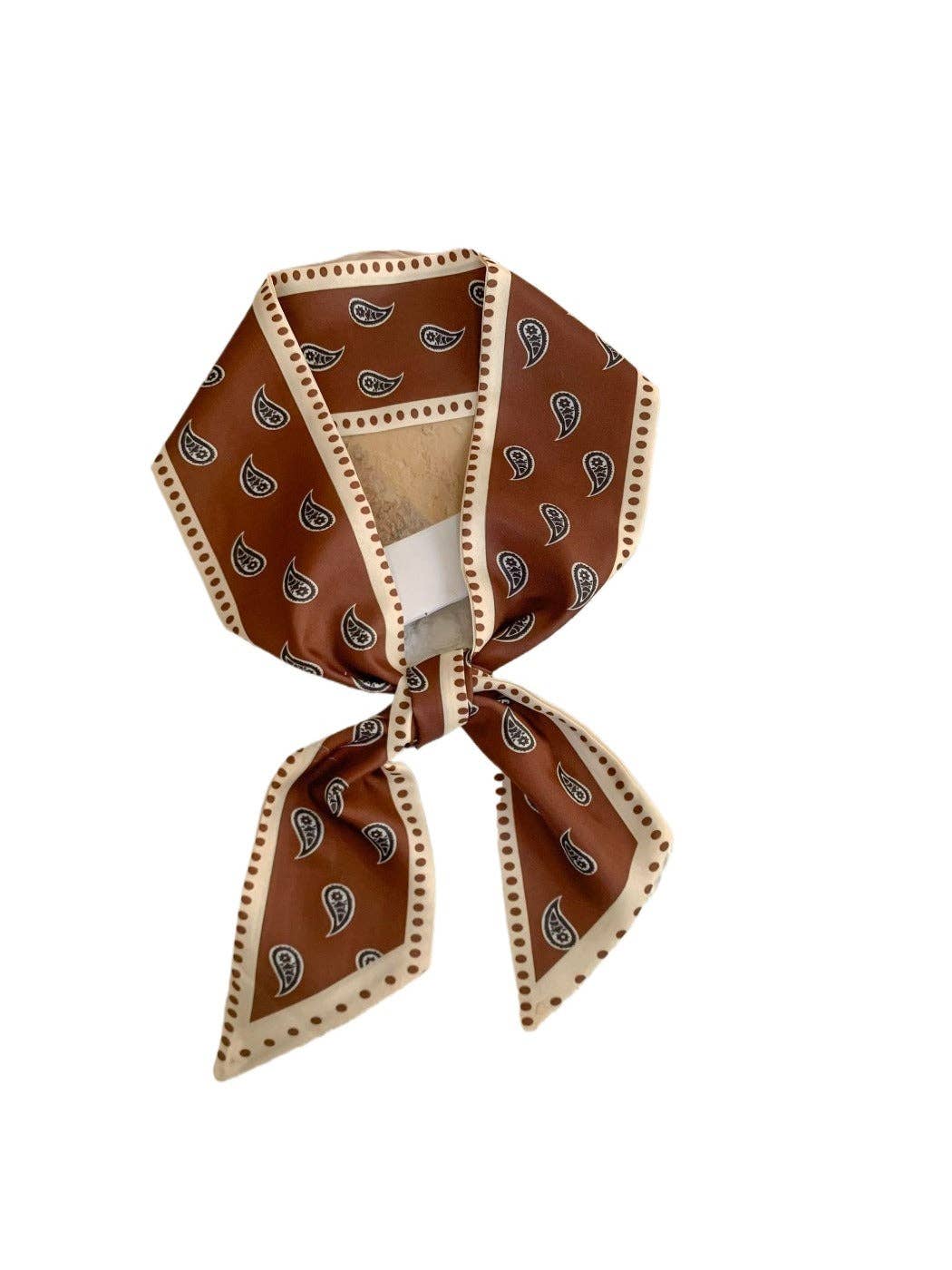 Brown French Elegance Vintage Paisley Slim Scarf