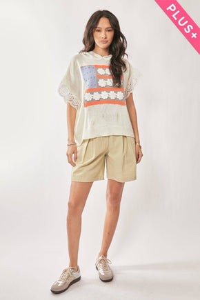 Plus American Flag Short Sleeve Top