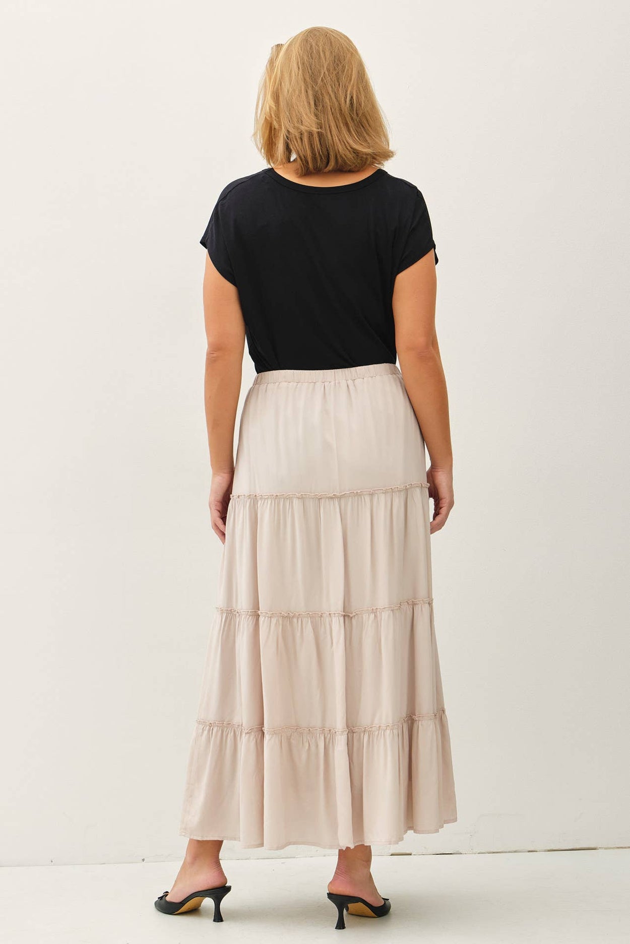 Plus Stone Tiered Maxi Skirt