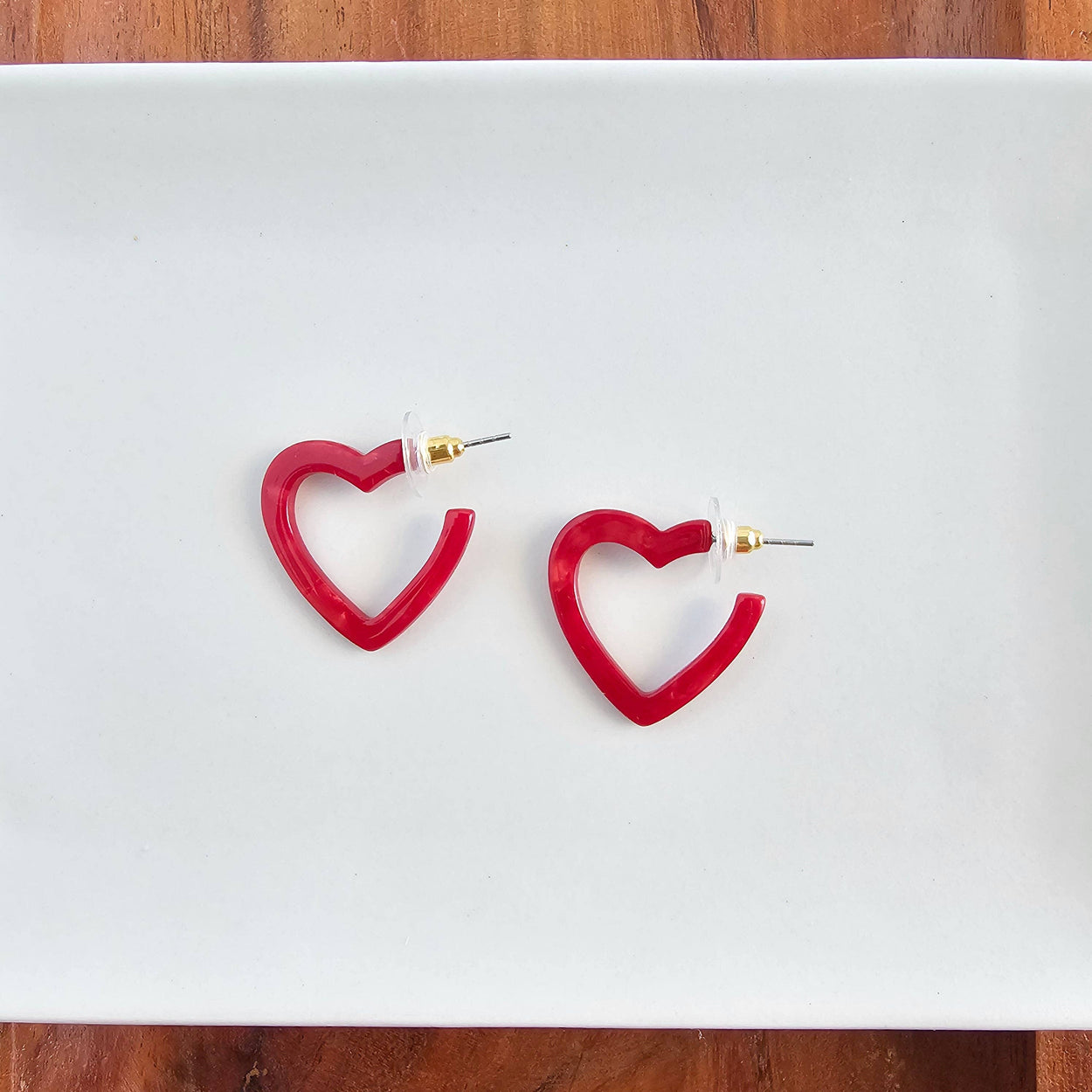 Red Mini Heart Hoops