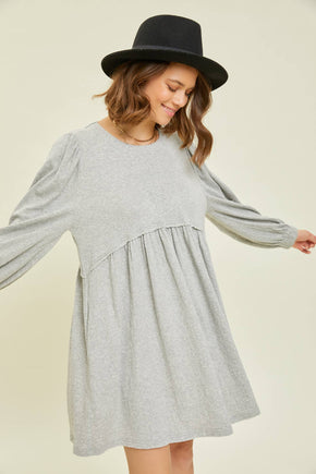 Plus Heather Grey Knit Babydoll Dress