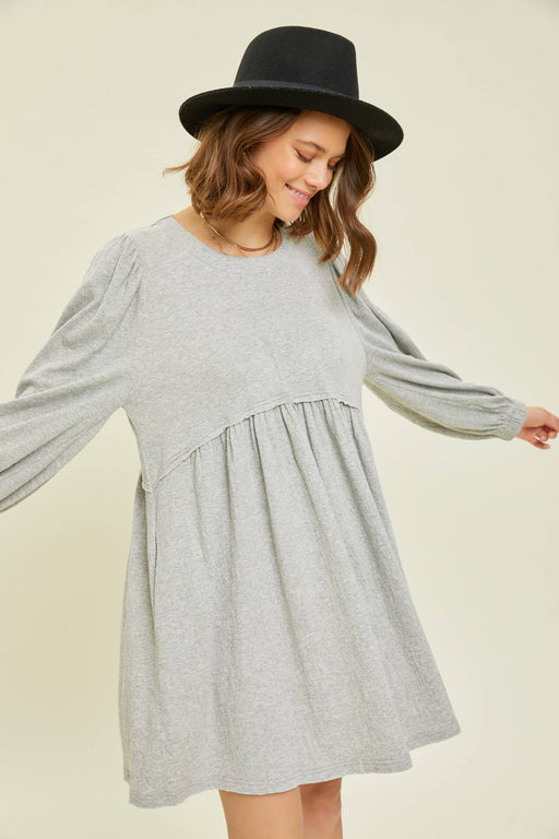 Plus Heather Grey Knit Babydoll Dress