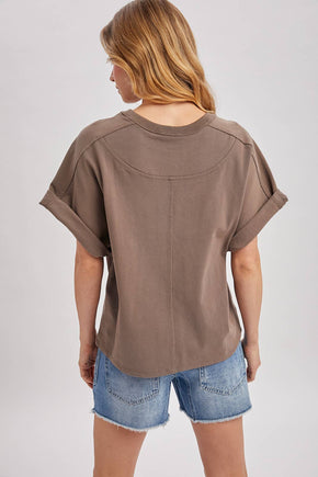 Mushroom Cotton Boxy Knit T Shirt