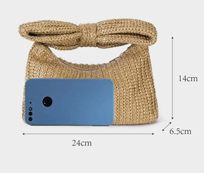 Bow Straw Clutch Handbag