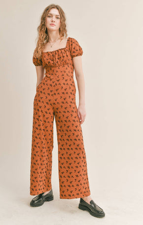 Rust Floral Jumpsuit
