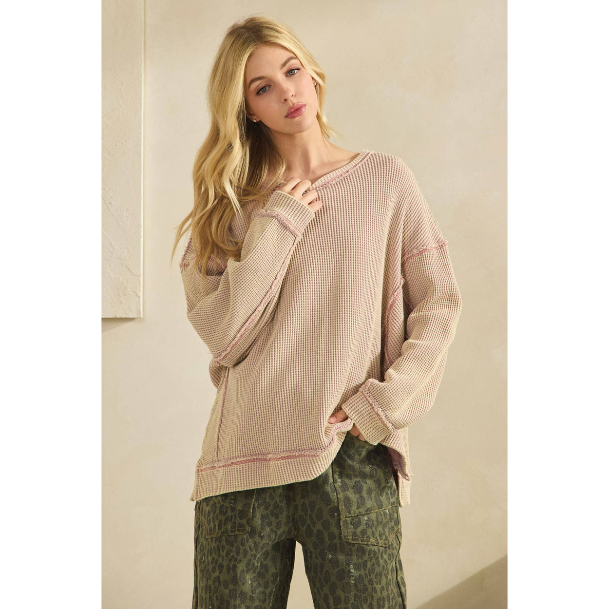Mauve Thermal Texture Pullover