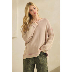 Mauve Thermal Texture Pullover