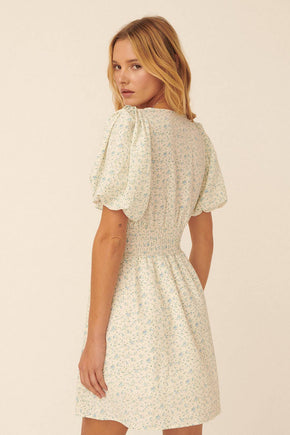 Floral Puff Sleeve Mini Dress