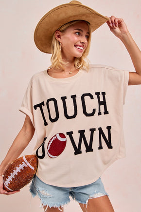 Touchdown Letter Patches Oversized Waffle Top