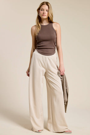 Beige Wide Leg Sweatpants