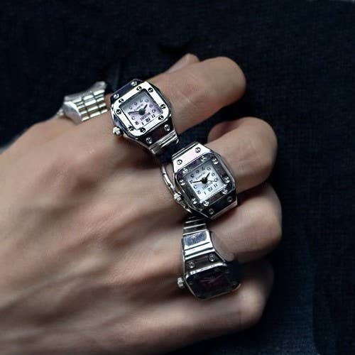 Silver Stainless Steel Ring-Shaped Watch Design