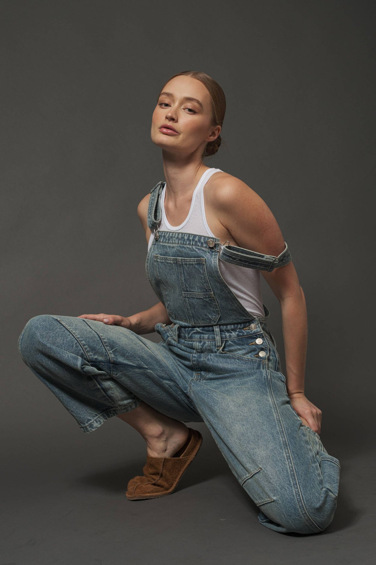 Grey Wash Relax Fit Denim Overall