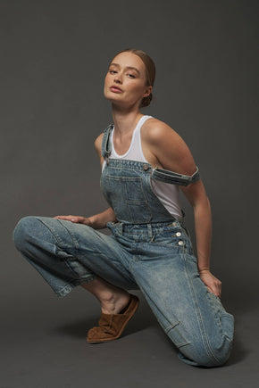 Grey Wash Relax Fit Denim Overall