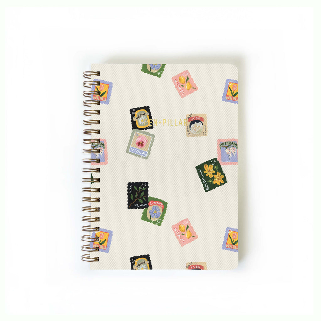 Floral Stamps Notebook Small Notebook With Lined Pages