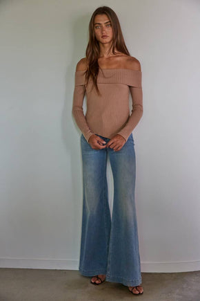 Ribbed Off The Shoulder Top