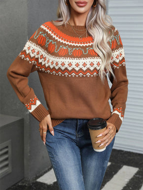 Pumpkin Fair Isle Knit Sweater