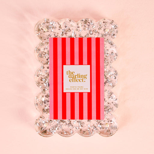 Silver Glitter Rectangle Scalloped Acrylic Frame
