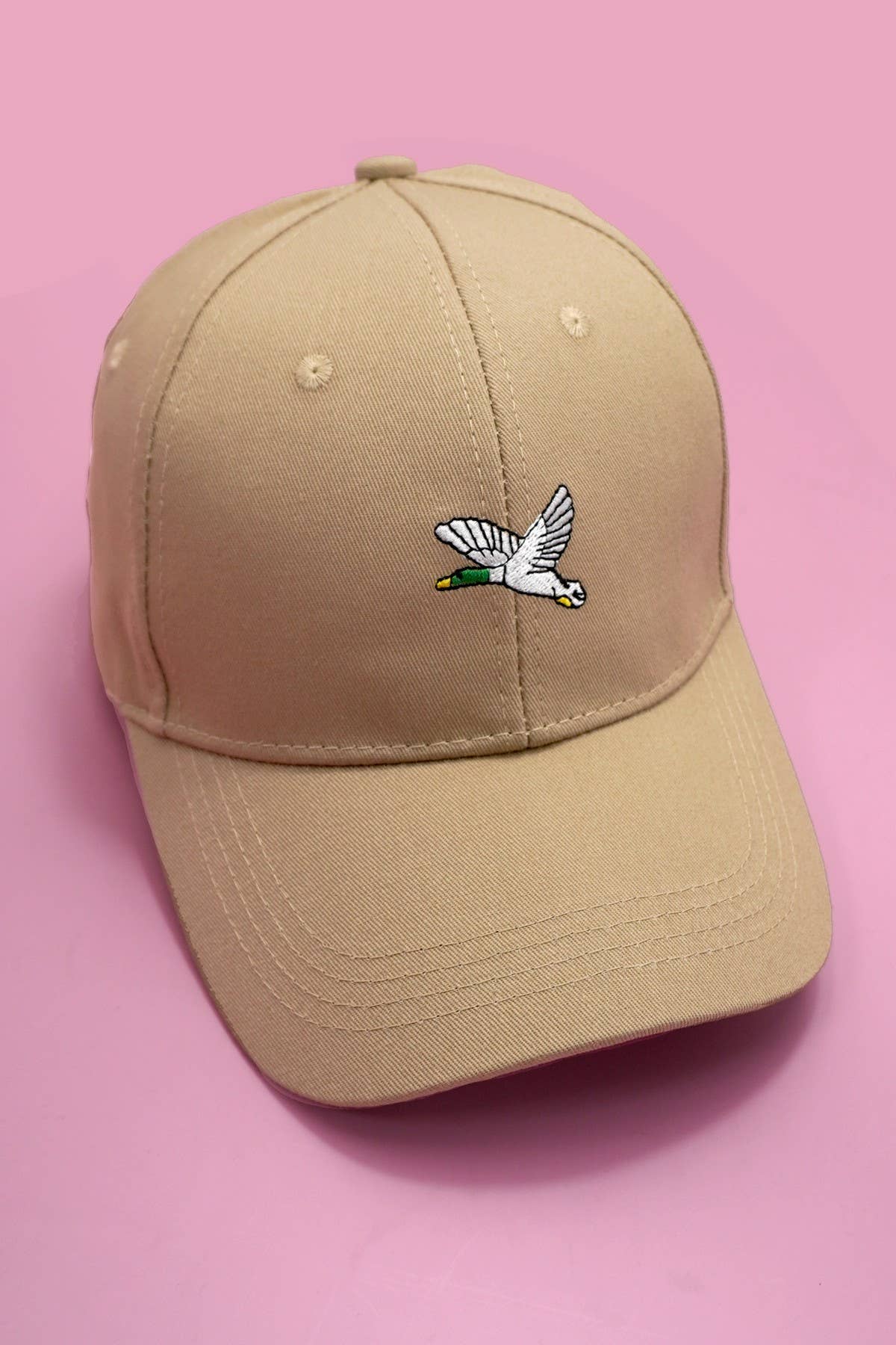 Tan Bird Embroidered Cap