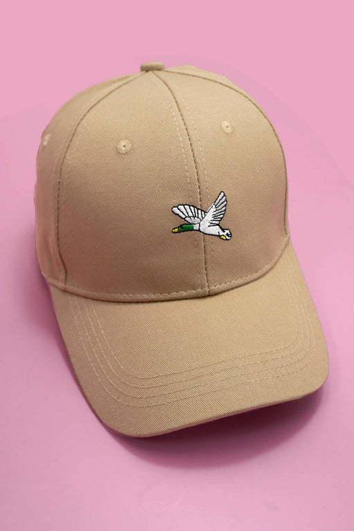 Tan Bird Embroidered Cap