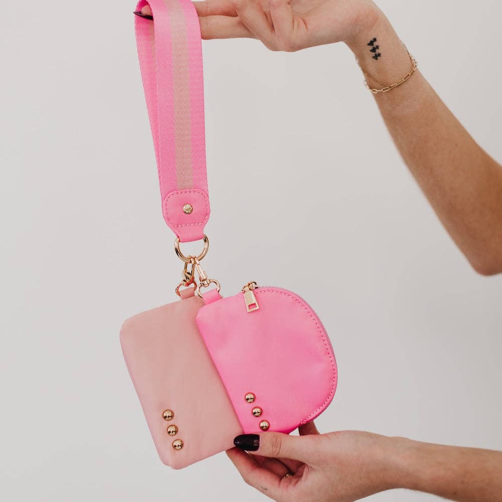 Pink Dual Pouch Wristlet