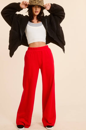 Red Wide Leg Sweatpants