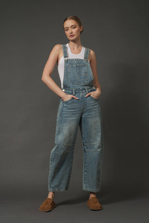 Grey Wash Relax Fit Denim Overall