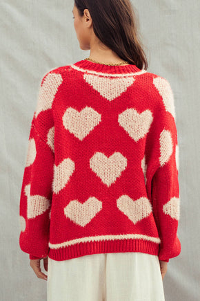 Red Oversized Heart Sweater