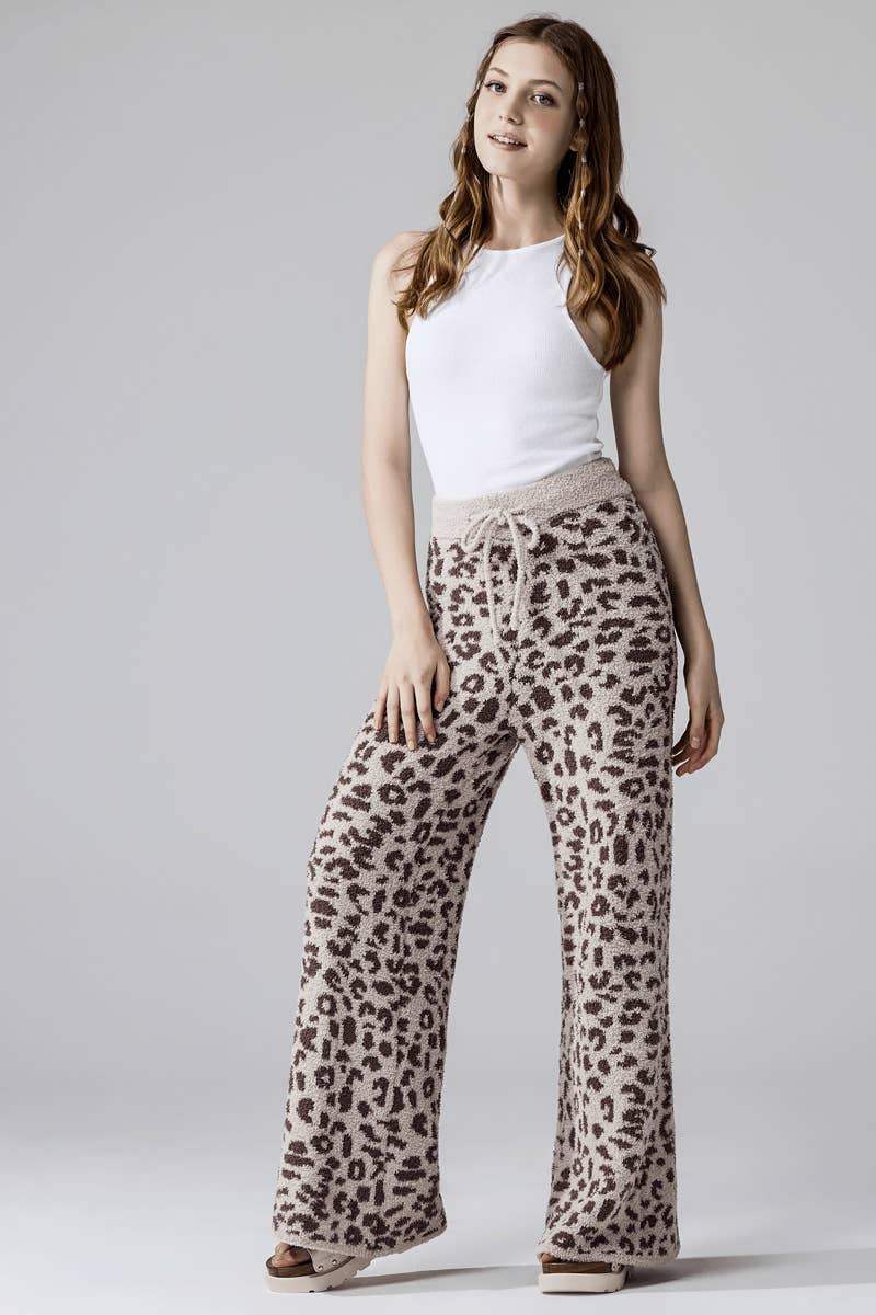Cozy Warm Soft Leopard Fuzzy Lounge Pants