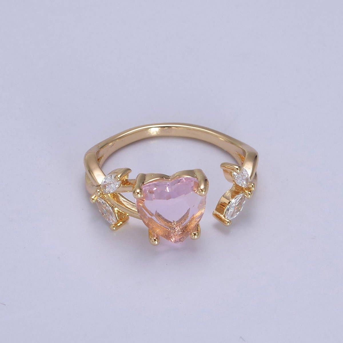 Gold Pink Heart Ring
