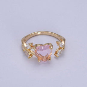 Gold Pink Heart Ring