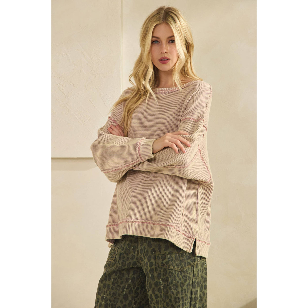 Mauve Thermal Texture Pullover