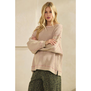 Mauve Thermal Texture Pullover