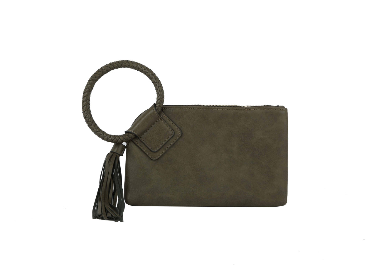 Olive Soft Vegan Leather Wristlet/Clutch