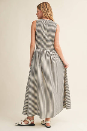 Black Striped Long Dress