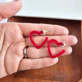 Red Mini Heart Hoops