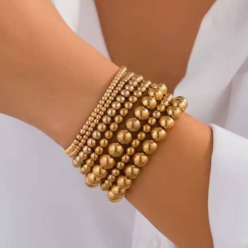 Gold Bead Stretchable Bracelet
