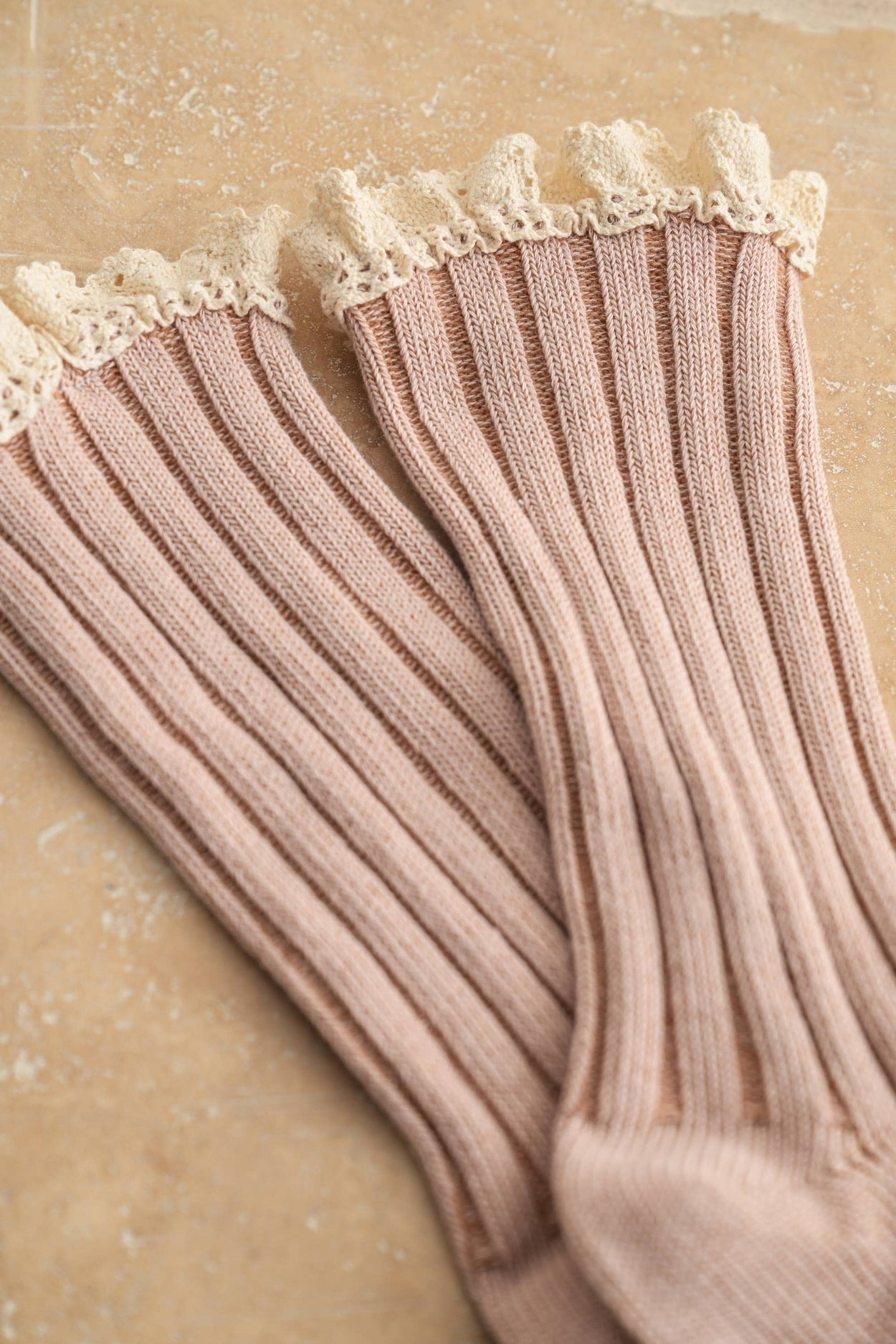 Mauve Crochet Trim Socks
