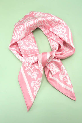 Pink Paisley Silky Feel Bandana Scarf