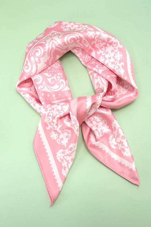 Pink Paisley Silky Feel Bandana Scarf
