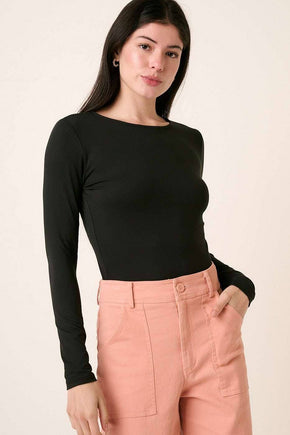 Black Round Neck Long Sleeve Knit Top