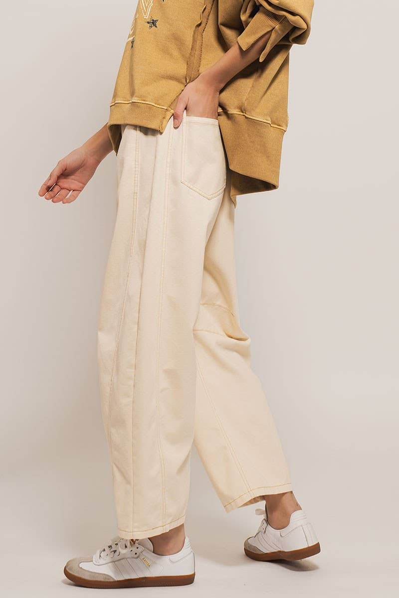Cream Barrel Jeans