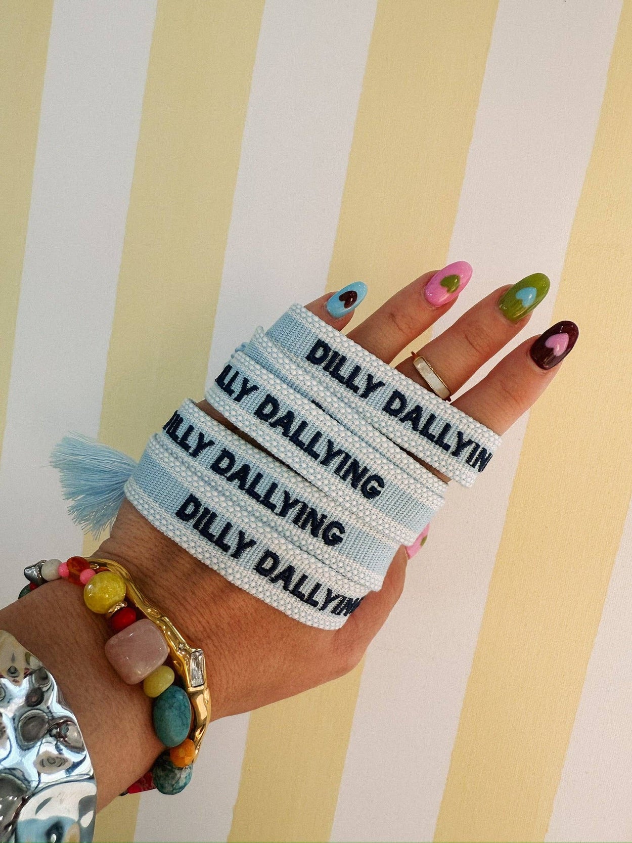 Blue Dilly Dallying Embroidered Bracelet