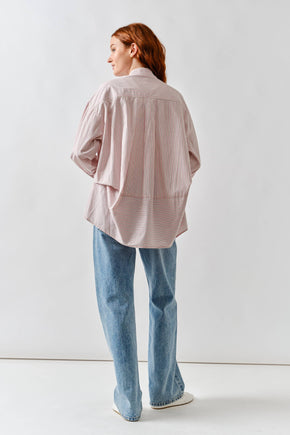 Pink Oversized Stripe Structured Shirt