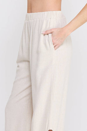 Soft Linen Cherry Embroidered Pants