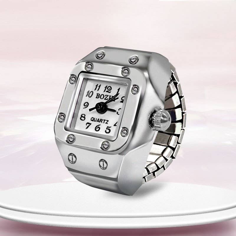 Silver Stainless Steel Ring-Shaped Watch Design