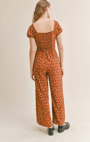 Rust Floral Jumpsuit